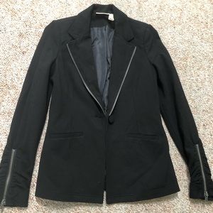 DKNY Jeans Woman’s Petite Black Moto Zippered Sleeve Blazer/Jacket size 4P